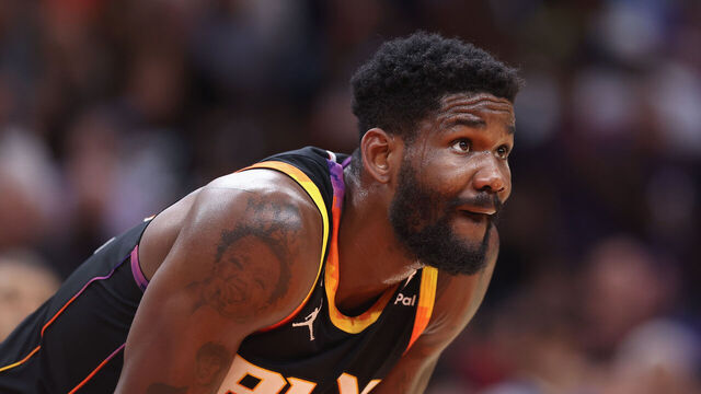 PHOENIX, ARIZONA - MAY 07: Deandre Ayton #22 of the Phoenix Suns during Game Four of the NBA Western Conference Semifinals at Footprint Center on May 07, 2023 in Phoenix, Arizona. The Suns defeated the Nuggets 129-124.