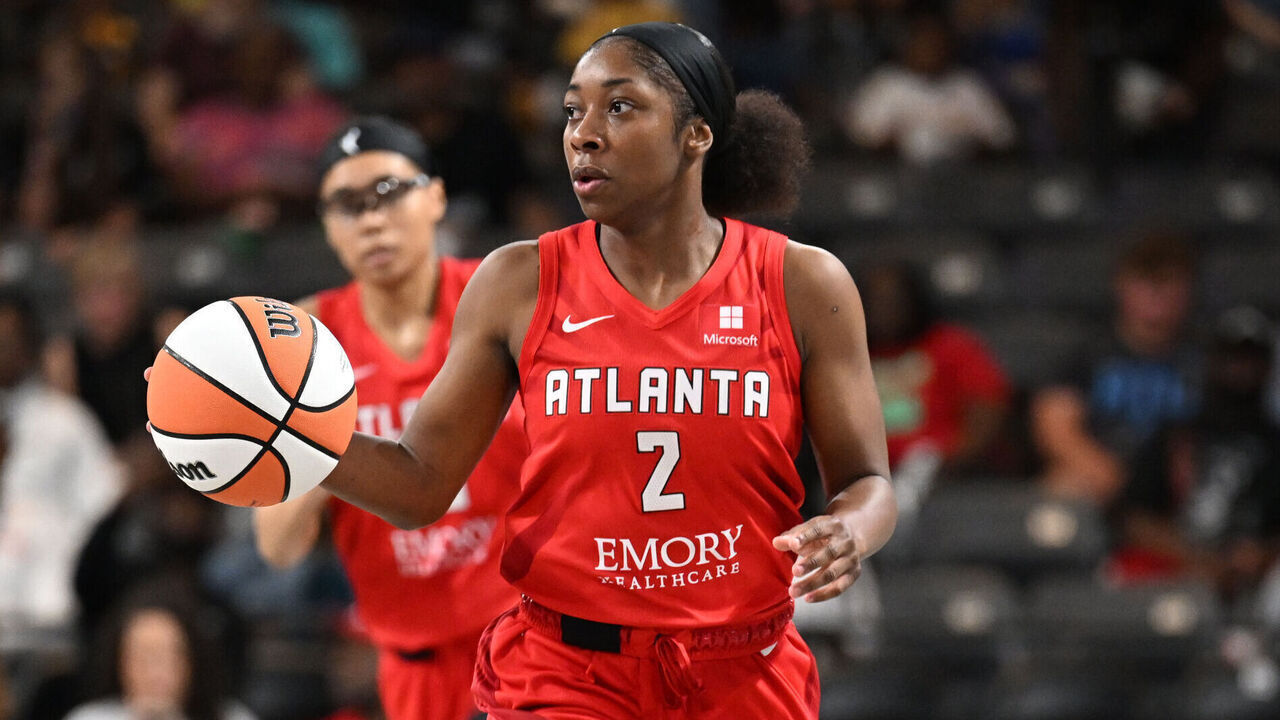 ATLANTA, GA - MAY 30: Aari McDonald #2 of the Atlanta Dream dribbles the ball during the game against the Chicago Sky on May 30, 2023 at Gateway Center Arena at College Park in Atlanta, Georgia. Mandatory Copyright Notice: Copyright 2023 NBAE