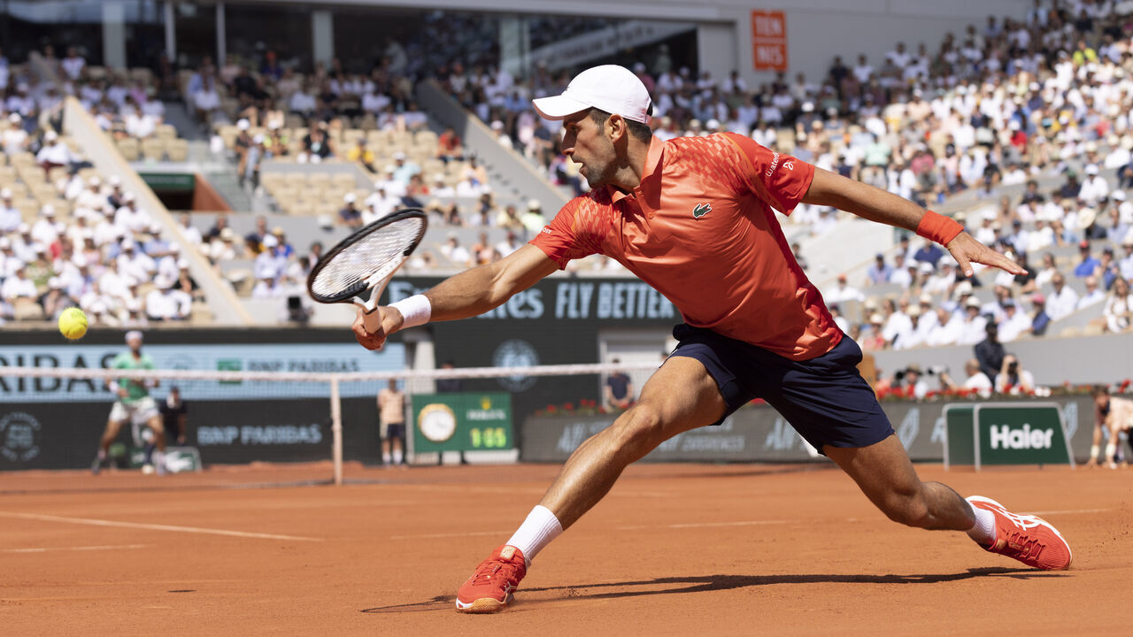 PARIS, FRANCE - JUNE 06: Novak Djokovic of Serbia during the Men's Singles Quarter Final match on Day Ten of the 2023 French Open at Roland Garros on June 06, 2023 in Paris, France.