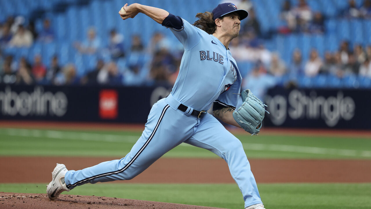TORONTO, ON - June 6 Toronto Blue Jays starting pitcher Kevin Gausman (34) throws in the first inning. The Toronto Blue Jays played the Houston Astros in MLB baseball action at the Rogers Centre. June 6 2023 (Richard Lautens/Toronto Star via Getty Images)