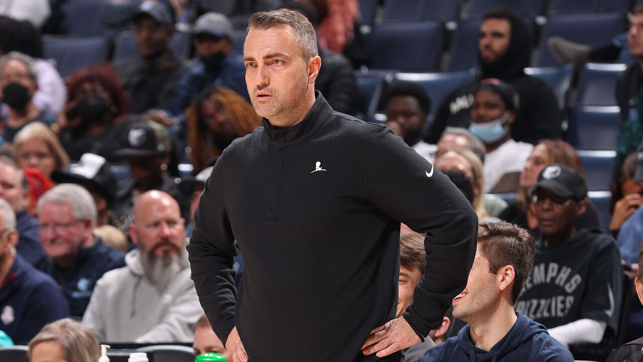 MEMPHIS, TN - APRIL 1: Assistant Coach, Darko Rajakovic of the Memphis Grizzlies looks on during the game against the Phoenix Suns on April 1, 2022 at FedExForum in Memphis, Tennessee. Mandatory Copyright Notice: Copyright 2022 NBAE