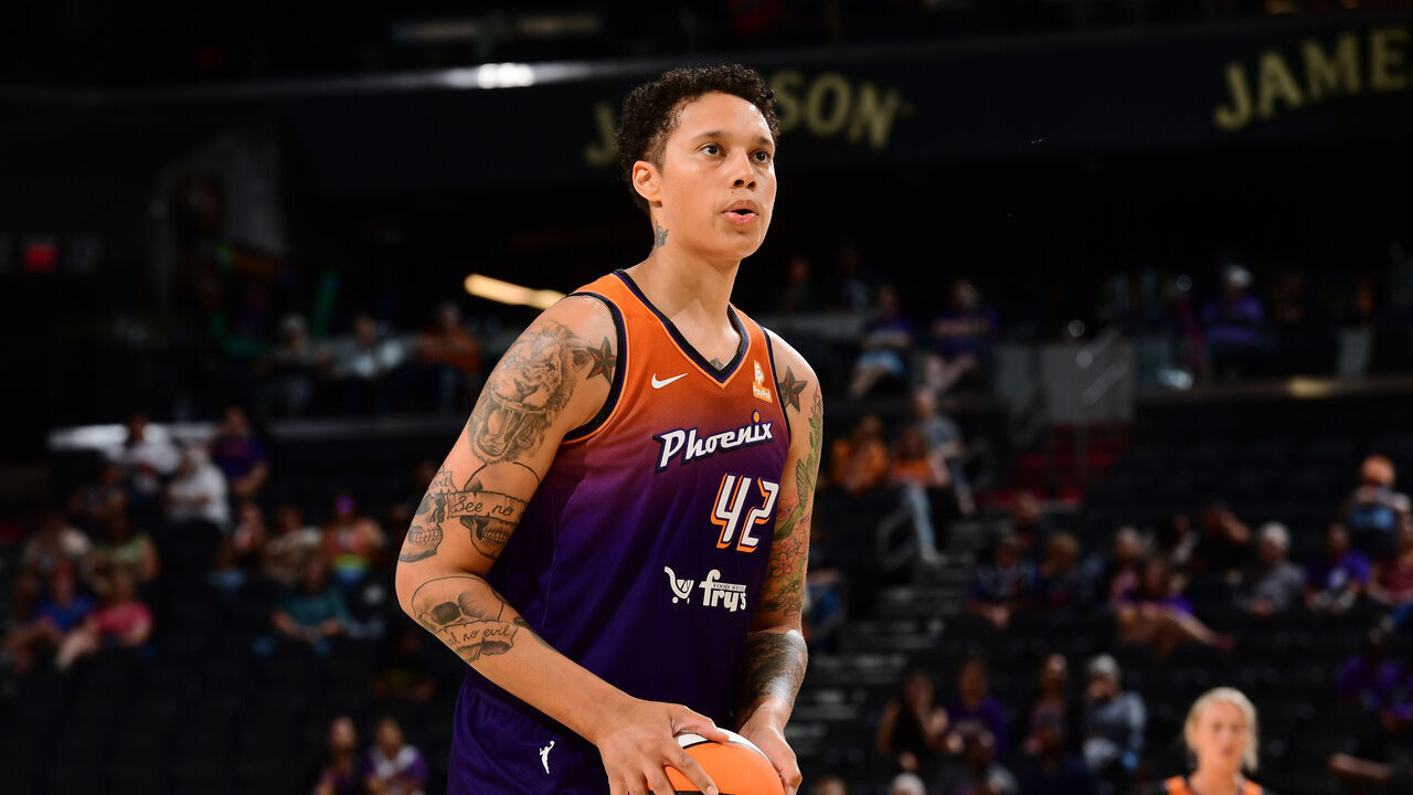 PHOENIX, AZ - MAY 25: Brittney Griner #42 of the Phoenix Mercury shoots a free throw during the game against the Minnesota Lynx on May 25, 2023 at Footprint Center in Phoenix, Arizona. Mandatory Copyright Notice: Copyright 2023 NBAE