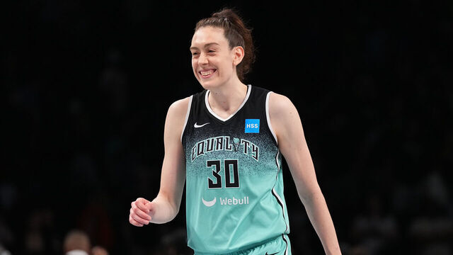 NEW YORK, NEW YORK - JUNE 11: Breanna Stewart #30 of the New York Liberty reacts after the game against the Dallas Wings at Barclays Center on June 11, 2023 in the Brooklyn borough of New York City. The Liberty defeated the Wings 102-93.