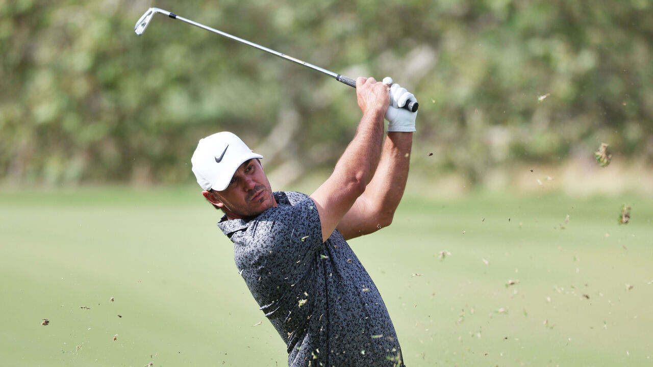LOS ANGELES, CALIFORNIA - JUNE 12: Brooks Koepka of the United States plays a shot on the third hole during a practice round prior to the 123rd U.S. Open Championship at The Los Angeles Country Club on June 12, 2023 in Los Angeles, California.