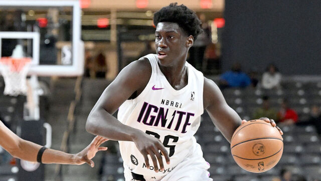 COLLEGE PARK, GA - MARCH 8th: Sidy Cissoko #25 of the G-League Ignite drives against the College Park Skyhawks on March 8th, 2023 at Gateway Center Arena in College Park, Georgia. NOTE TO USER: User expressly acknowledges and agrees that, by downloading and or using this photograph, user is consenting to the terms and conditions of Getty Images License Agreement. Mandatory Copyright Notice: Copyright 2023 NBAE