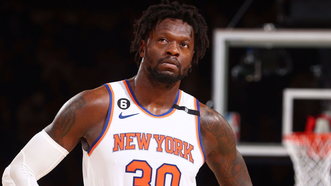 NEW YORK, NY - MAY 10: Julius Randle #30 of the New York Knicks looks on during Round 2 Game 5 of the Semi-Finals 2023 NBA Playoffs against the Miami Heat on May 10, 2023 at Madison Square Garden in New York City, New York. Mandatory Copyright Notice: Copyright 2023 NBAE