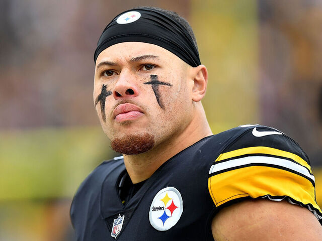 PITTSBURGH, PA - DECEMBER 11: Alex Highsmith #56 of the Pittsburgh Steelers looks on during the game against the Baltimore Ravens at Acrisure Stadium on December 11, 2022 in Pittsburgh, Pennsylvania.