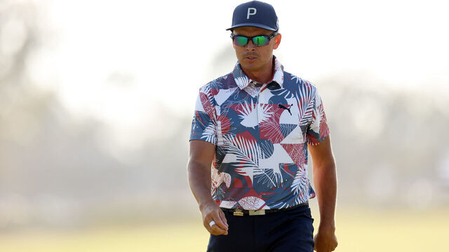 LOS ANGELES, CALIFORNIA - JUNE 16: Rickie Fowler of the United States walks from the 16th green during the second round of the 123rd U.S. Open Championship at The Los Angeles Country Club on June 16, 2023 in Los Angeles, California.