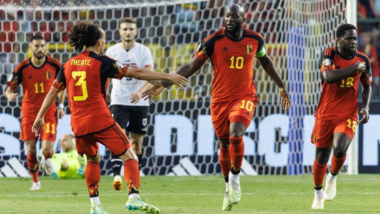 Belgium's Romelu Lukaku celebrates after scoring during a soccer game between Belgian national team Red Devils and Austria, Saturday 17 June 2023 in Brussels, the second (out of 8) qualification match for the Euro 2024 European Championships. BELGA PHOTO KURT DESPLENTER