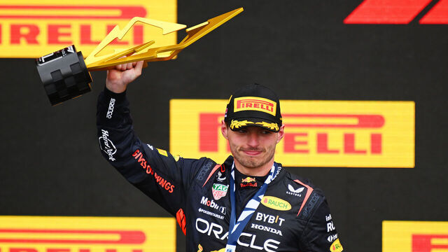 MONTREAL, QUEBEC - JUNE 18: Race winner Max Verstappen of the Netherlands and Oracle Red Bull Racing celebrates on the podium during the F1 Grand Prix of Canada at Circuit Gilles Villeneuve on June 18, 2023 in Montreal, Quebec.