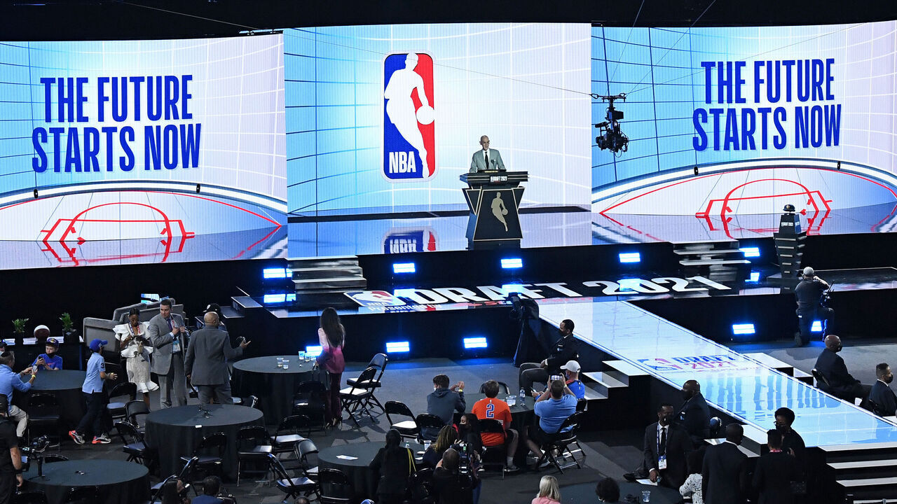 BROOKLYN, NY - JULY 29: A view of the draft selects for Round One at the 2021 NBA Draft on July 29, 2021 at Barclays Center in Brooklyn, New York. Mandatory Copyright Notice: Copyright 2021 NBAE