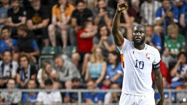 Belgium's Romelu Lukaku celebrates after scoring during the match Estonia vs Belgian national soccer team Red Devils, match 3/8 in Group F of the Euro 2024 qualifications in Tallinn, Estonia, Tuesday 20 June 2023, BELGA PHOTO DIRK WAEM
