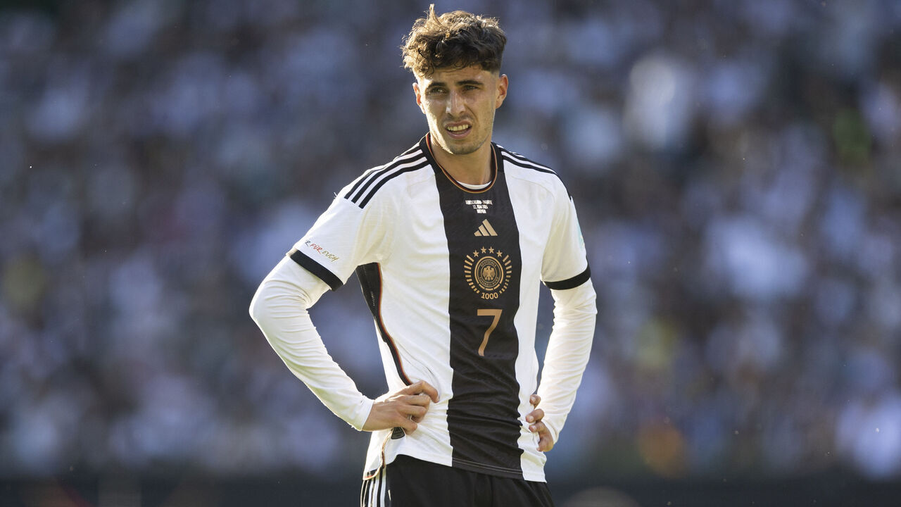 BREMEN, GERMANY - JUNE 12: Kai Havertz of Germany looks dejected during the International Friendly match between Germany and Ukraine at Wohninvest Weserstadion on June 12, 2023 in Bremen, Germany.