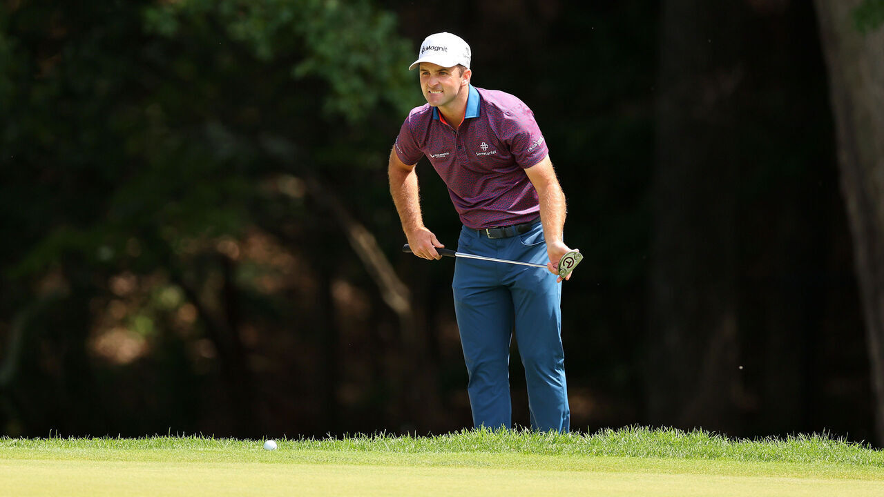 CROMWELL, CONNECTICUT - JUNE 22: Denny McCarthy of the United States prepares to putt on the 14th green during the first round of the Travelers Championship at TPC River Highlands on June 22, 2023 in Cromwell, Connecticut.