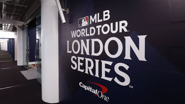 LONDON, ENGLAND - JUNE 15: Preparations are made ahead of the MLB World Tour: London Series 2023 between St. Louis Cardinals and Chicago Cubs, taking place on June 24-25, at London Stadium on June 15, 2023 in London, England.
