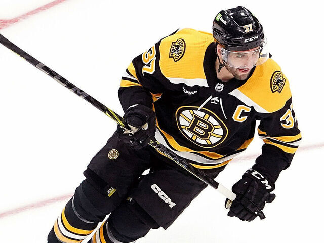 Boston, MA - April 26: Boston Bruins C Patrice Bergeron skates before the game. The Bruins lost to the Florida Panthers, 4-3, in Game 5 of their Eastern Conference First Round Series.