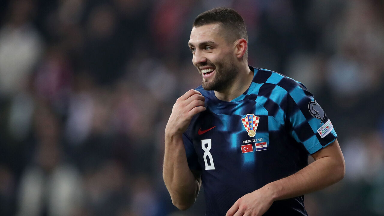 BURSA, TURKEY - MARCH 28: Mateo Kovacic of Croatia celebrates a goal during the UEFA EURO 2024 qualifying round group D match between Turkey and Croatia at at Bursa Buyuksehir Belediye Stadyumu on March 28, 2023 in Bursa, Turkey.