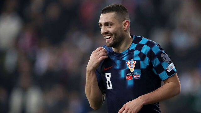 BURSA, TURKEY - MARCH 28: Mateo Kovacic of Croatia celebrates a goal during the UEFA EURO 2024 qualifying round group D match between Turkey and Croatia at at Bursa Buyuksehir Belediye Stadyumu on March 28, 2023 in Bursa, Turkey.