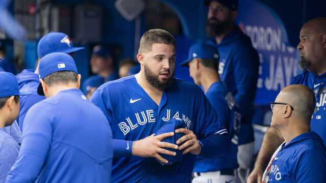 TORONTO, - JUNE 05: Alek Manoah #6 of the Toronto Blue Jays returns to the dugout during the game between the Houston Astros and the Toronto Blue Jays at Rogers Centre on Monday, June 5, 2023 in Toronto, Canada.