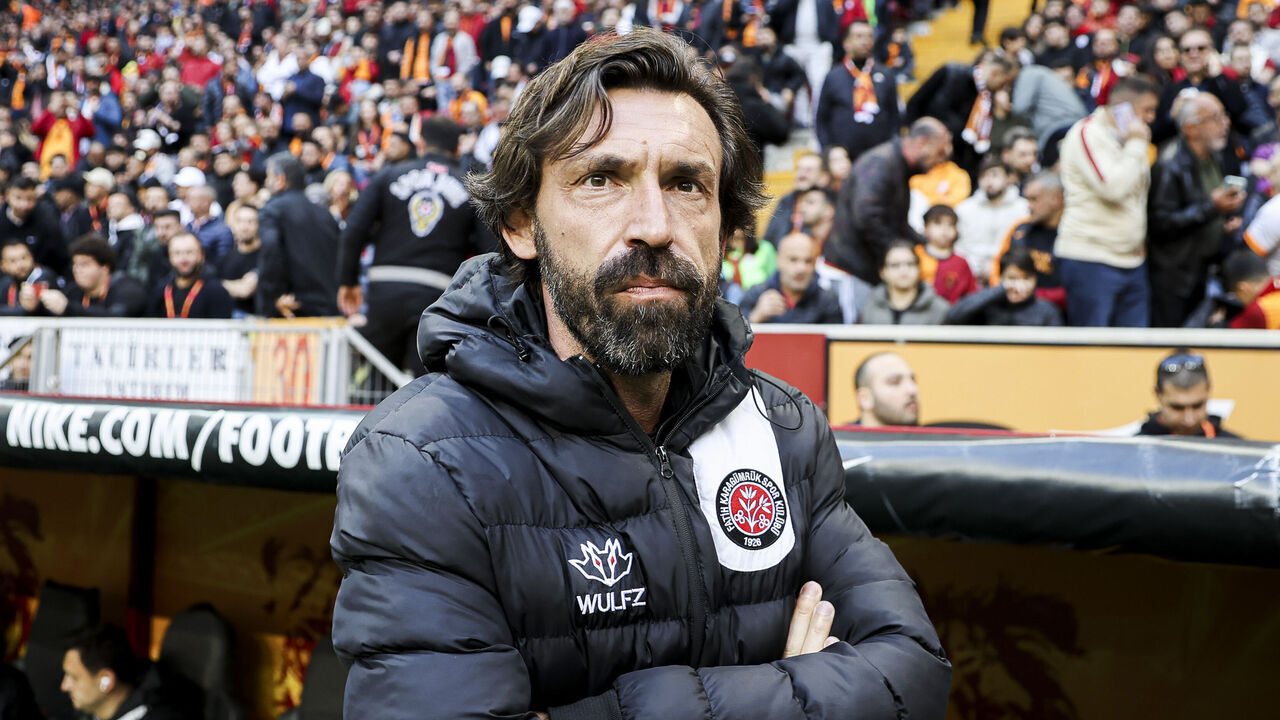 ISTANBUL, TURKIYE - APRIL 23: Andrea Pirlo, head coach of VavaCars Fatih Karagumruk gestures during the Turkish Super Lig week 31 football match between Galatasaray and VavaCars Fatih Karagumruk at Nef Stadium in Istanbul, Turkiye on April 23, 2023.