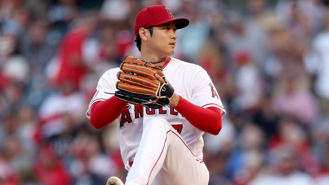 ANAHEIM, CALIFORNIA - JUNE 27: Shohei Ohtani #17 of the Los Angeles Angels pitches during the third inning against the Chicago White Sox at Angel Stadium of Anaheim on June 27, 2023 in Anaheim, California.