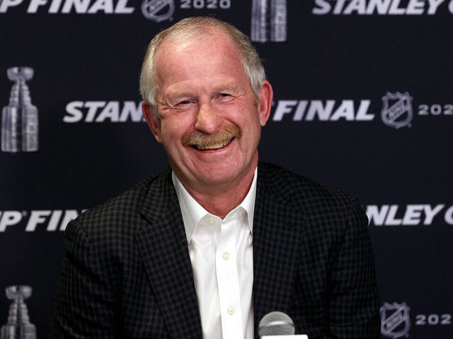 EDMONTON, ALBERTA - SEPTEMBER 18: General manager Jim Nill of the Dallas Stars speaks during media day ahead of the 2020 Stanley Cup Final to be played against the Tampa Bay Lightning at Rogers Place on September 18, 2020 in Edmonton, Alberta.