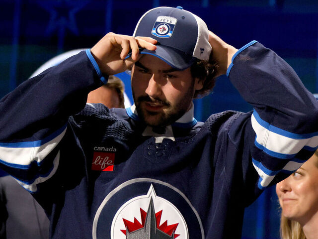 NASHVILLE, TENNESSEE - JUNE 28: Colby Barlow is selected by the Winnipeg Jets with the 18th overall pick during round one of the 2023 Upper Deck NHL Draft at Bridgestone Arena on June 28, 2023 in Nashville, Tennessee.