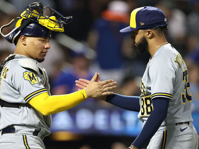 William Contreras of the Milwaukee Brewers in action against the News  Photo - Getty Images