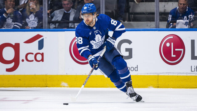 TORONTO, ON - MAY 2: William Nylander #88 of the Toronto Maple Leafs skates against the Florida Panthers during the first period in Game One of the Second Round of the 2023 Stanley Cup Playoffs at the Scotiabank Arena on May 2, 2023 in Toronto, Ontario, Canada.