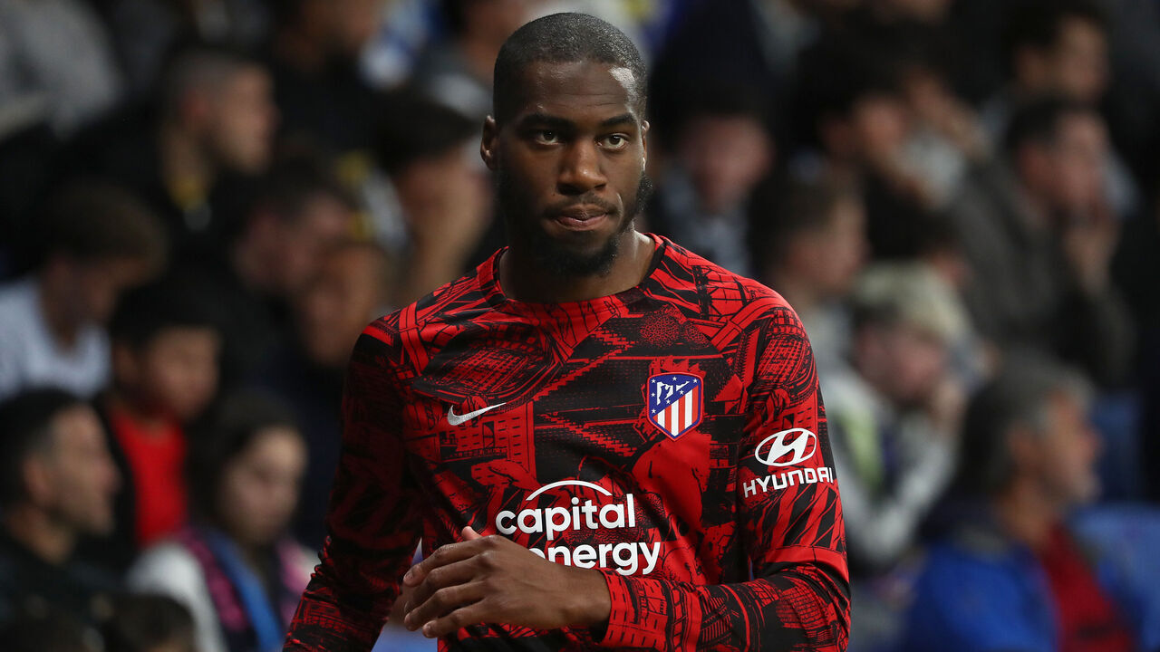 Geoffrey Kondogbia during the match between RCD Espanyol and Club Atletico de Madrid, corresponding to the week 36 of the Liga Santander, played at the RCDE Stadium, in Barcelona, on 24th May 2023.