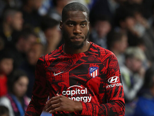 Geoffrey Kondogbia during the match between RCD Espanyol and Club Atletico de Madrid, corresponding to the week 36 of the Liga Santander, played at the RCDE Stadium, in Barcelona, on 24th May 2023.