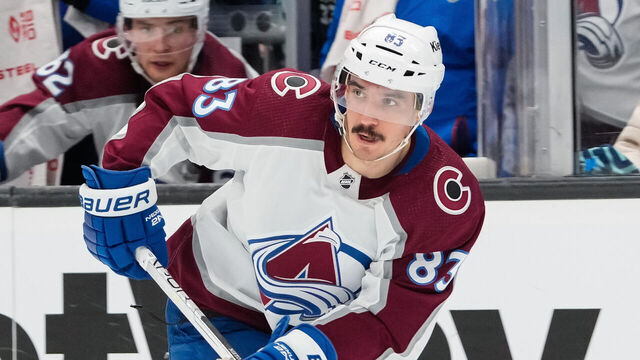SEATTLE, WASHINGTON - APRIL 24: Matt Nieto #83 of the Colorado Avalanche skates with the puck during the second period against the Seattle Kraken in Game Four of the First Round of the 2023 Stanley Cup Playoffs at Climate Pledge Arena on April 24, 2023 in Seattle, Washington.