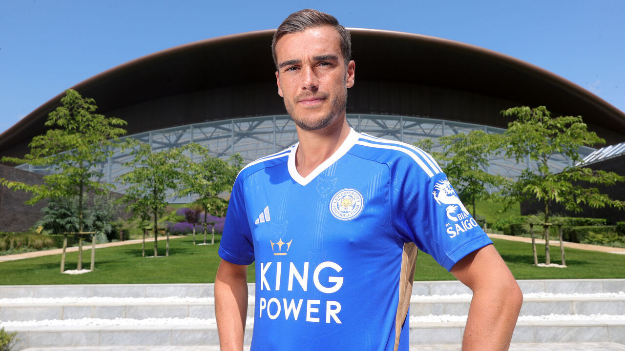 LEICESTER, ENGLAND - JULY 01: Leicester City unveil new signing Harry Winks at Leicester City training Complex, Seagrave on July 01, 2023 in Leicester, United Kingdom.