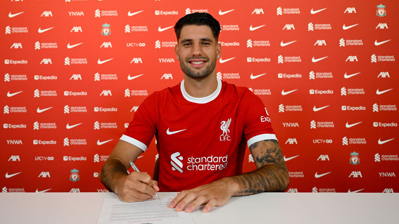 KIRKBY, ENGLAND - JULY 02: (THE SUN OUT, THE SUN ON SUNDAY OUT) Dominik Szoboszlai new signing for Liverpool at AXA Training Centre on July 02, 2023 in Kirkby, England.