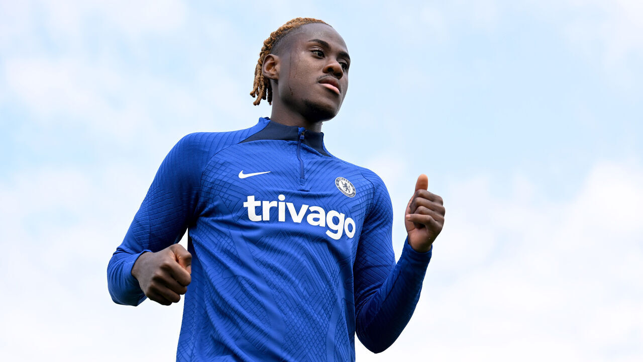 COBHAM, ENGLAND - MAY 19: Trevoh Chalobah of Chelsea during a training session at Chelsea Training Ground on May 19, 2023 in Cobham, England.
