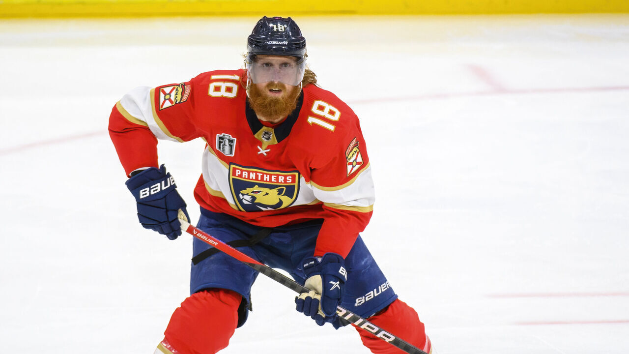 SUNRISE, FL - JUNE 10: Florida Panthers defenseman Marc Staal (18) skates during Game Four of the NHL Stanley Cup Final between the Vegas Golden Knights and the Florida Panthers on June 10, 2023 at the FLA Live Arena in Sunrise, Florida.