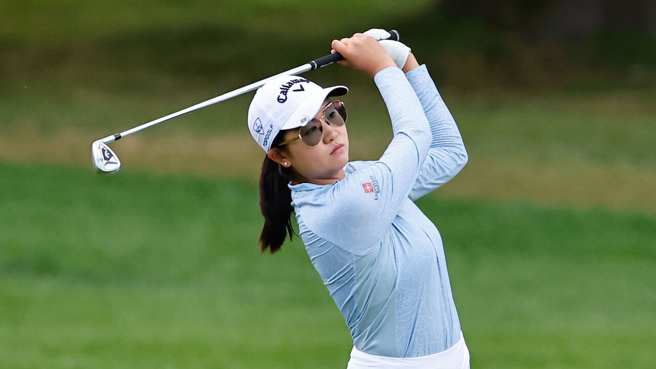 SPRINGFIELD, NJ - JUNE 25: Rose Zhang plays from the 5th fairway during the final round of the LPGA KPMG Women's PGA Championship on June 25, 2023 at Baltusrol Golf Club (Lower Course) in Springfield, New Jersey.