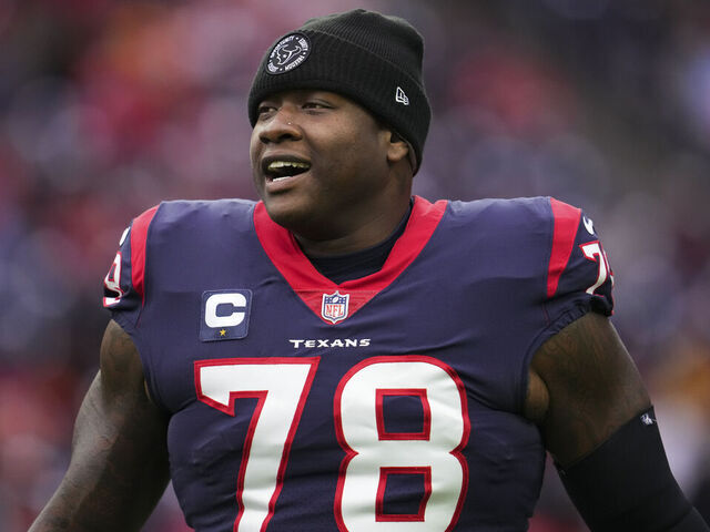 HOUSTON, TX - DECEMBER 18: Laremy Tunsil #78 of the Houston Texans runs onto the field during introductions against the Kansas City Chiefs at NRG Stadium on December 18, 2022 in Houston, Texas.