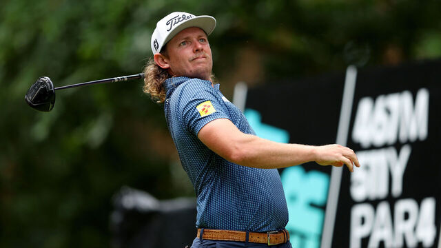 ST ALBANS, ENGLAND - JULY 08: Cameron Smith of Australia tees off from the 3rd hole during day two of LIV Golf - London at The Centurion Club on July 08, 2023 in St Albans, England.