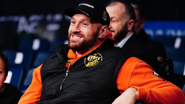 Boxer Tyson Fury watching the undercard fight between Joshua Frankham and Joe Hardy at the OVO Arena Wembley, London. Picture date: Saturday January 28, 2023.