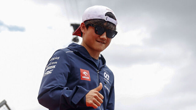 Alpha Tauri's Japanese driver Yuki Tsunoda arrives for the drivers parade ahead of the Formula One Austrian Grand Prix at the Red Bull race track in Spielberg, Austria on July 2, 2023.