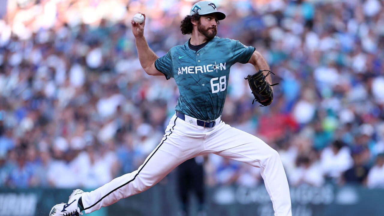 SEATTLE, WASHINGTON - JULY 11: Jordan Romano #68 of the Toronto Blue Jays pitches during the 93rd MLB All-Star Game presented by Mastercard at T-Mobile Park on July 11, 2023 in Seattle, Washington.