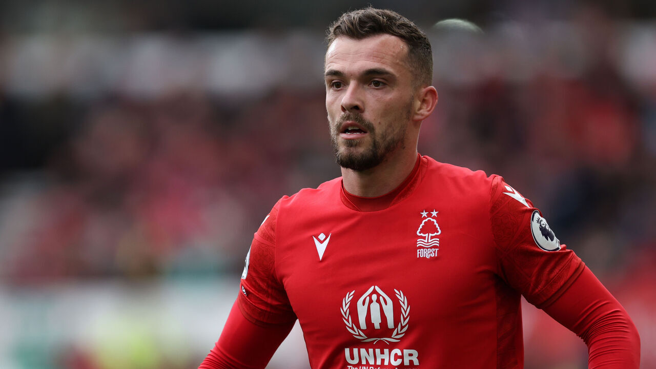 NOTTINGHAM, ENGLAND - APRIL 01: Harry Toffolo of Nottingham Forest during the Premier League match between Nottingham Forest and Wolverhampton Wanderers at City Ground on April 1, 2023 in Nottingham, United Kingdom.