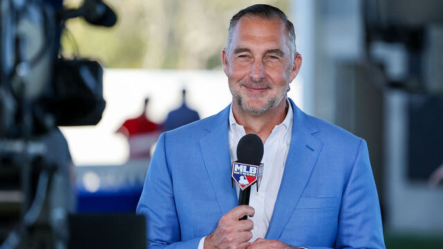 DUNEDIN, FL - FEBRUARY 16: President of Baseball Operations for the St. Louis Cardinals John Mozeliak speaks to the media during the Spring Training Grapefruit League Media Day at Blue Jays Player Development Complex on Thursday, February 16, 2023 in Dunedin, Florida.