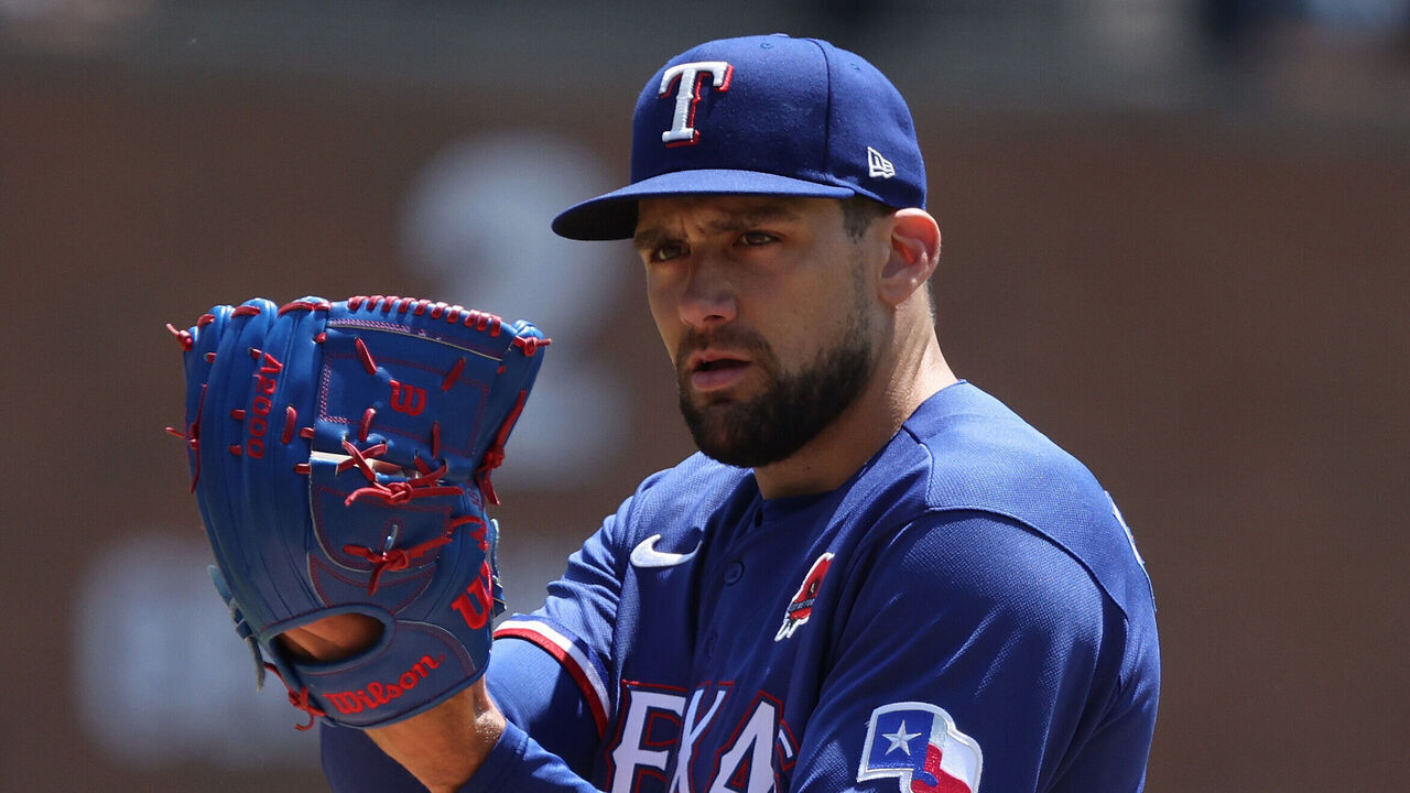 DETROIT, MICHIGAN - MAY 29: Nathan Eovaldi #17 of the Texas Rangers plays against the Detroit Tigers at Comerica Park on May 29, 2023 in Detroit, Michigan.