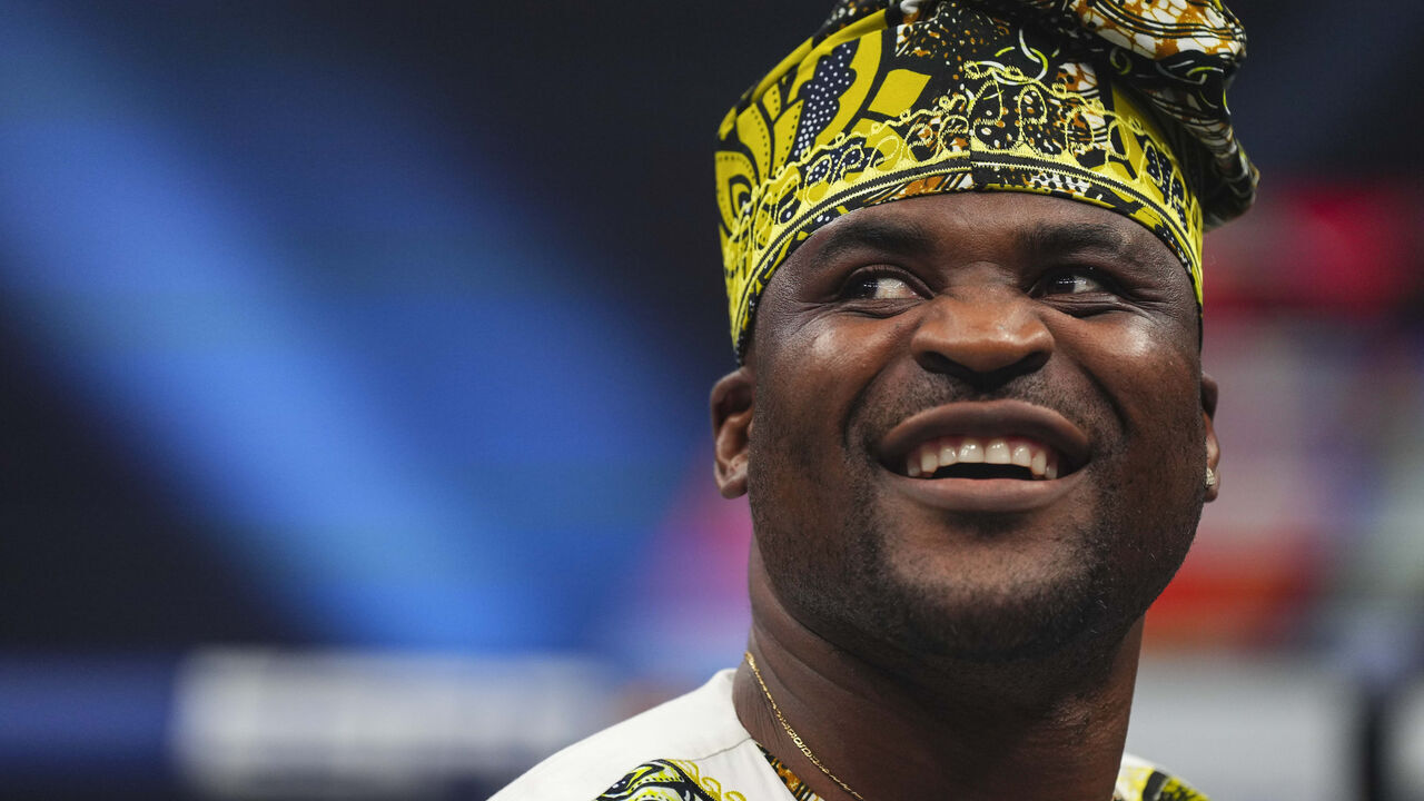 ATLANTA, GA - JUNE 16: Francis Ngannou looks on during PFL 2023 week 5 at OTE Arena on June 16, 2023 in Atlanta, Georgia.