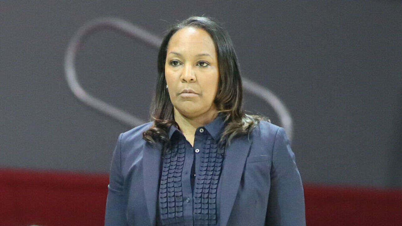 DALLAS, TX - FEBRUARY 20: Temple Owls head coach Tonya Cardoza looks on during the game between SMU and Temple on February 20, 2019 at Moody Coliseum in Dallas, TX.