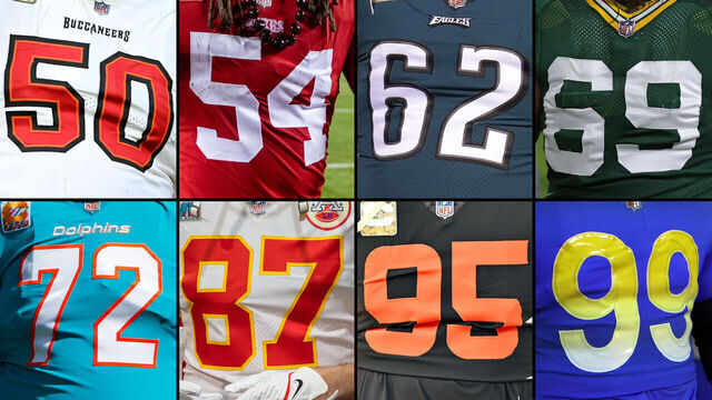 The best active NFL player wearing each jersey number: 50-99