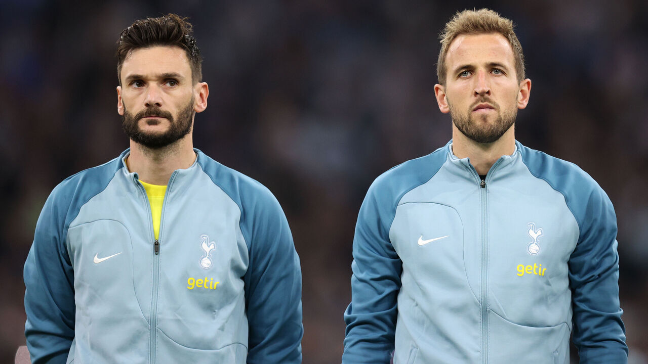 MARSEILLE, FRANCE - NOVEMBER 01: Hugo Lloris and Harry Kane of Tottenham Hotspur look on prior to the UEFA Champions League group D match between Olympique Marseille and Tottenham Hotspur at Orange Velodrome on November 01, 2022 in Marseille, France.