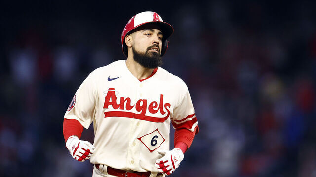 ANAHEIM, CALIFORNIA - JULY 01: Anthony Rendon #6 of the Los Angeles Angels hits a home run against the Arizona Diamondbacks in the fourth inning at Angel Stadium of Anaheim on July 01, 2023 in Anaheim, California.